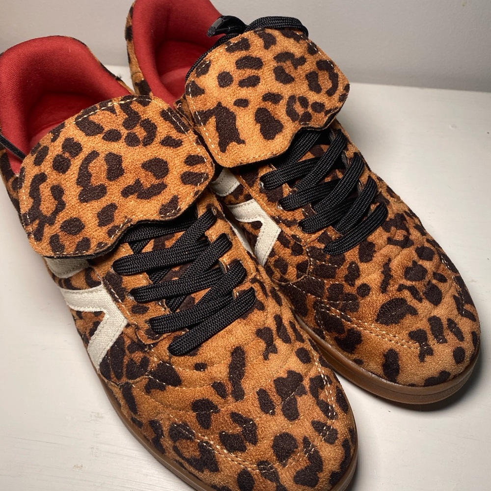 Leopard Print Sneakers with Vibrant Red Interior